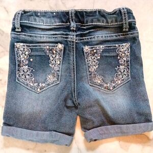 Mudd Blue Denim Shorts with Button Detail.